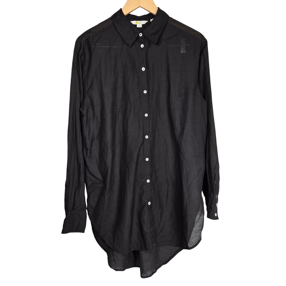 Boden T1208 Black Button Down Long Sleeve Shirt US 6 UK 10 Cotton Viscose Tunic